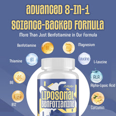 Zaigon Benfotiamine label details emphasize quality ingredients and allergen information.