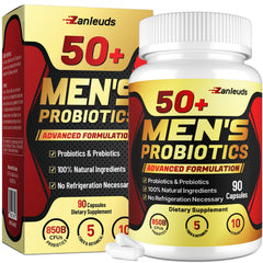 Zanleuds Probiotics for Men Over 50 bottle view supports daily gut balance