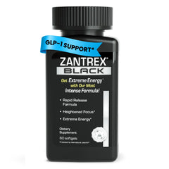 Zantrex Black bottle with capsules signaling convenient energy and appetite support.