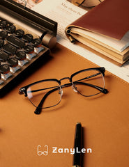 ZanyLen browline frame side view highlighting durable TR90 construction
