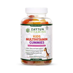 Zaytun Kids Multivitamin Gummies bottle close-up with kid-friendly fruit flavors