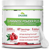 Zazzee D-Mannose Powder Plus bottle pour for precise daily dosage and convenient use.