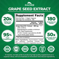 Zazzee Grape Seed Extract capsules ready for daily supplementation.