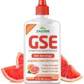 Zazzee GSE bottle front shows premium grapefruit seed extract in a 4 oz bottle