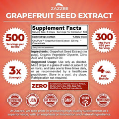Zazzee GSE bottle label closeup highlights purity and bioflavonoid-rich seeds