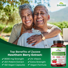 Zazzee Hawthorn bottle back displays ingredients and non-GMO claim
