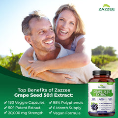 Zazzee label highlighting 95% polyphenols for potency.