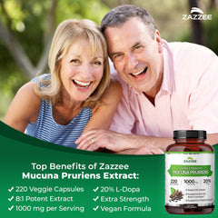 Zazzee mucuna-pruriens capsules close-up shows vegan capsule for clean supplementation