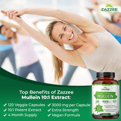 Zazzee mullein extract cap inside view confirms 120 vegan capsules per bottle