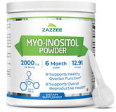 Zazzee Myo-Inositol powder scoop provides precise 2000 mg daily dosage.