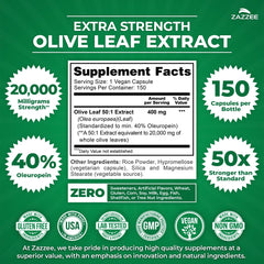 Zazzee Olive Leaf 50x extract capsules showcase potent concentration for steady daily support.