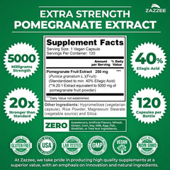 Zazzee Pomegranate 20x Extract cap close-up highlighting potency.
