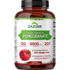 Zazzee Extra Strength Pomegranate bottle with 120 vegan capsules for daily use.