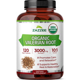 Zazzee valerian bottle with 120 capsules for a four-month routine.