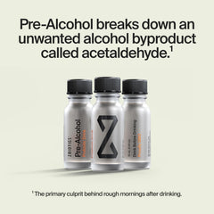 ZBiotics bottle pour illustrating pre-drink ritual for smoother mornings.