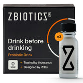 ZBiotics travel-pack bottle shown for easy on-the-go mornings.
