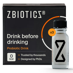 ZBiotics travel-pack bottle shown for easy on-the-go mornings.