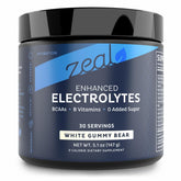 Zeal Electrolyte Powder bottle for sugar-free hydration during workouts