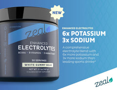 Zeal Electrolyte Powder glass of prepared drink highlighting balanced minerals