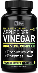 Zeal Naturals Apple Cider Vinegar Capsules bottle for convenient gut support and daily wellness.