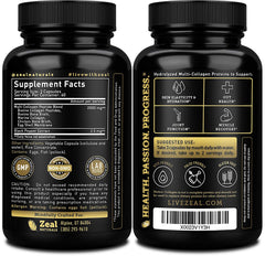 Zeal Naturals bottle with cap removed showing easy-to-swallow capsules