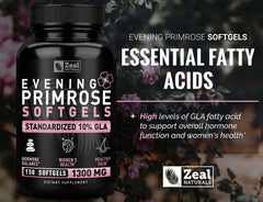 Label shows 1300 mg and 10% GLA on Zeal Naturals bottle.