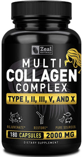 Zeal Naturals multi collagen pills bottle for daily joint and skin support