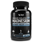 Zeal Naturals magnesium bottle showcasing triple blend for daily support.