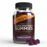 Zeal Naturals Sambucus Elderberry Gummies bottle front displaying chewable daily supplement