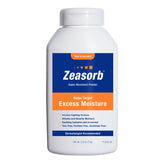 Zeasorb Prevention bottle close-up showing moisture-absorbing action for all-day freshness.