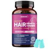ZEBORA hair growth vitamins blueberry gummies close-up for convenient daily support