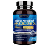 ZEBORA Krill Oil 1200 mg bottle highlighting high-absorption omega-3.