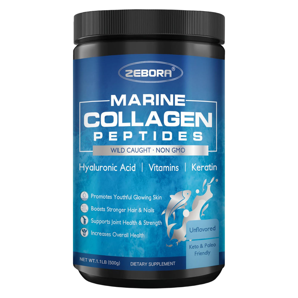 ZEBORA Marine Collagen Powder bottle for daily beauty support and joint mobility.