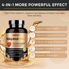 ZEBORA Ubiquinol CoQ10 bottle with capsules ready for daily routine