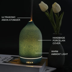 ZEIGGA LAB diffuser emits warm ambient light to enhance mood.
