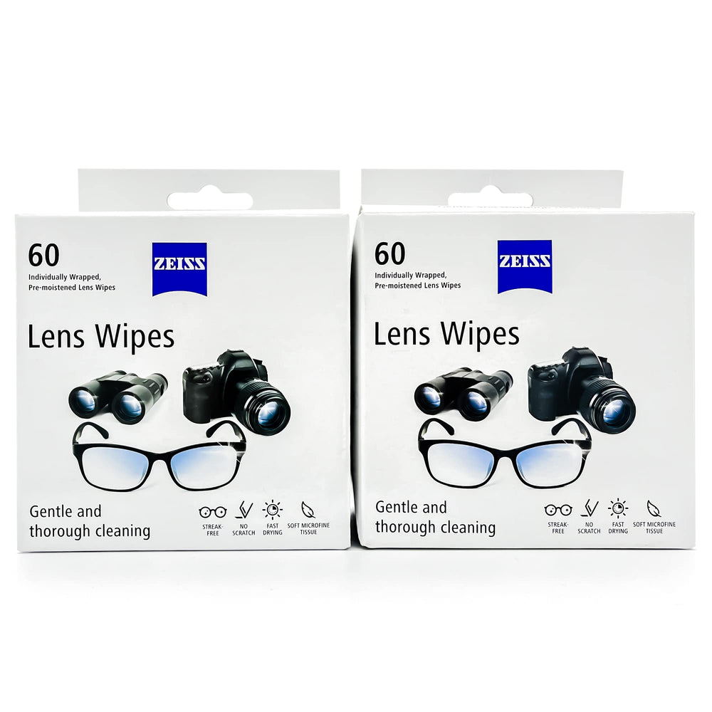 ZEISS Lens Cleaning Wipes pack 120 for portable, streak-free eyeglass cleaning.
