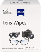 ZEISS pre-moistened lens wipes in packaging for easy on-the-go cleaning.