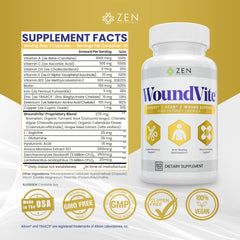 Zen Nutrients WoundVite label close-up highlighting vegan formulation