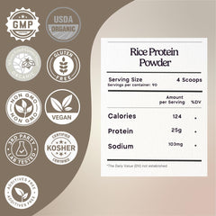 Zen Principle Organic Brown Rice Protein scoop on a scale showing a 26g serving