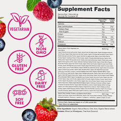 Zena Nutrition mixed berry flavor scoop highlights tasty wellness option.