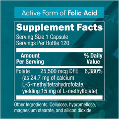 Zenavea L-Methylfolate 15mg capsules close-up highlighting vegan capsules