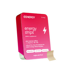 ZENERGY mint strip tin in hand for portable, quick boosts.