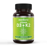 Zentastic Vitamin D3 K2 bottle displays 5000 IU D3 and MK-7 MK-4 for bone support