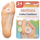 ZenToes Callus Cushions close-up on foam pad for friction protection.