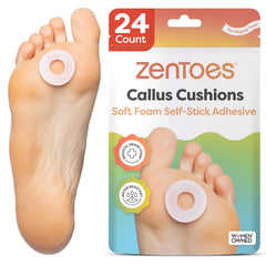 ZenToes Callus Cushions close-up on foam pad for friction protection.