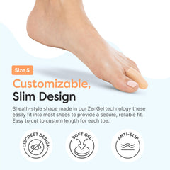 ZenToes beige gel toe cap discreetly fits inside everyday shoes