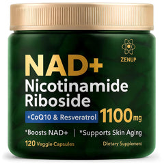 ZenUP NAD+ Plus bottle front, premium packaging signaling daily vitality and quality.
