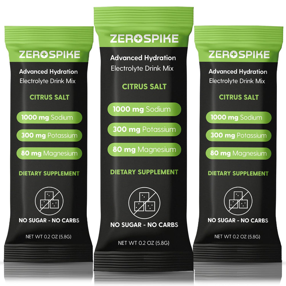 Zerospike No Sugar Electrolytes packets citrus flavor for quick hydration and energy