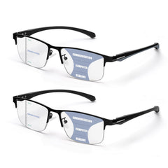 ZERPEET progressive reading glasses front view showing durable half-rim frame for daily wear