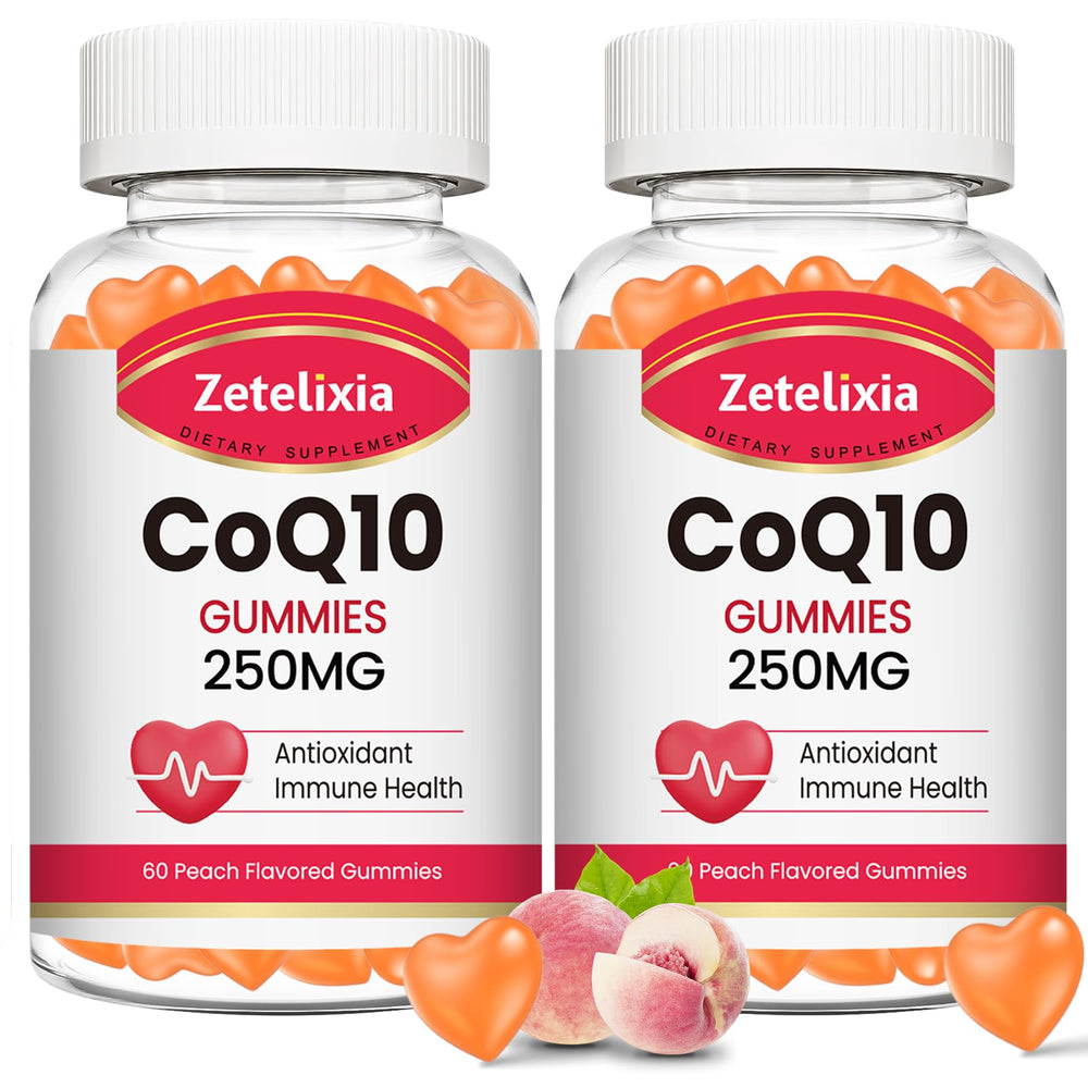 Zetelixia CoQ10 Gummies peach bottle for daily energy support